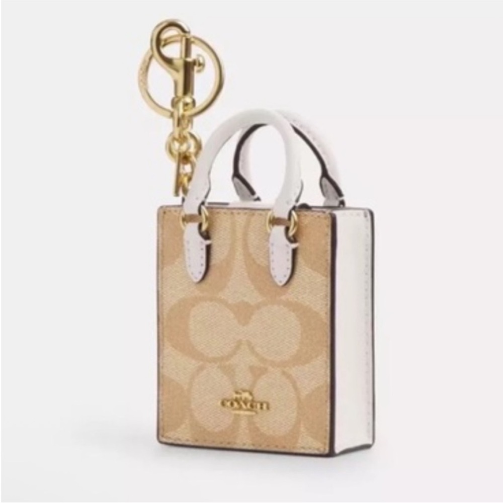 NWT Coach North South Signature Mini Tote Keychain Bag Charm